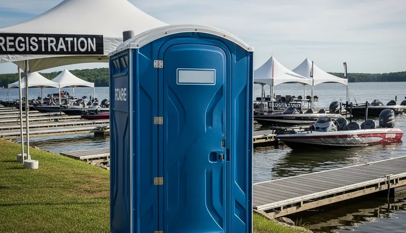 Restroom trailer at an event in Guthrie Green, Tulsa, OK