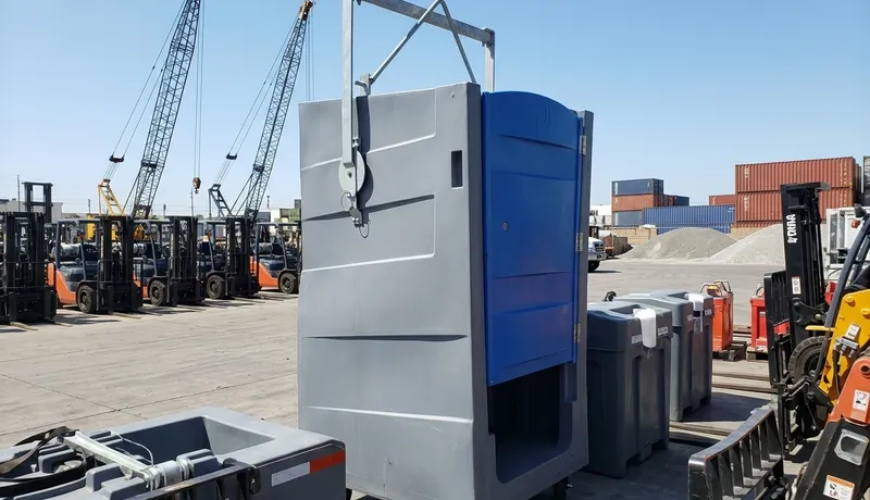 Standard High-Rise Porta Potty, Demolition site, East Tulsa, Tulsa, OK