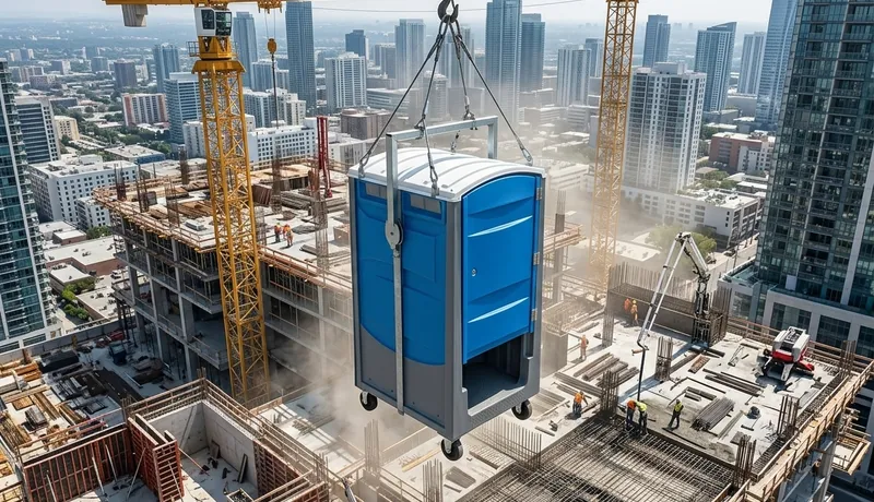 Standard High-Rise Porta Potty, Commercial construction site, North Tulsa, Tulsa, OK