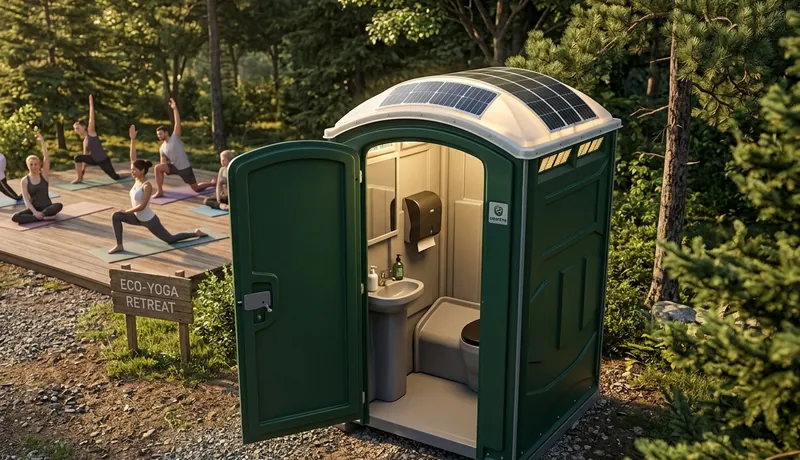 Solar-Powered Porta Potty clean interior in Tulsa, OK